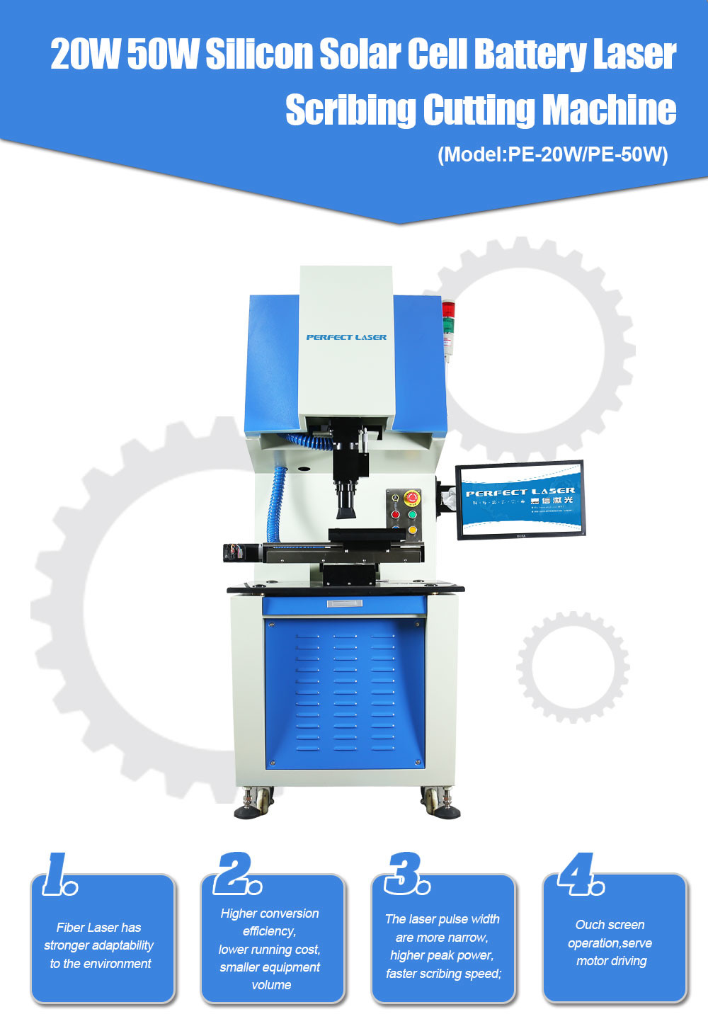 Servo Motor Silicone Solar Cell Laser Cutting Machine Touch Screen Full Automatic