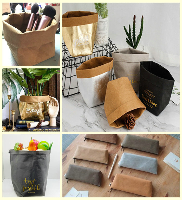 BPA Free Grey Washable Kraft Paper For Food Storage Bag Waterproof Reusable 