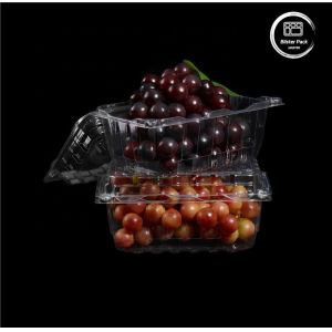 Grapes Lychees & Cherries PET Clamshell Food Containers Transparent Plastic