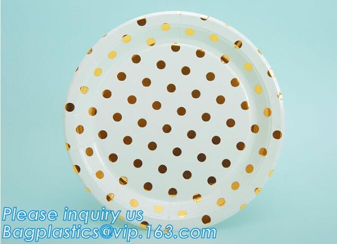 Party supplies, custom printing table rose gold paper biodegradable dinner disposable plate,Compostable Eco Friendly Env
