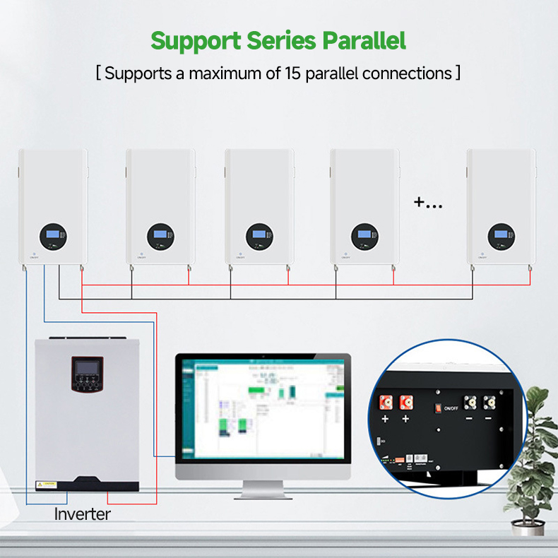 5000 Cycles Life Wall Mounted Energy Storage Battery 5~10kWh IP65