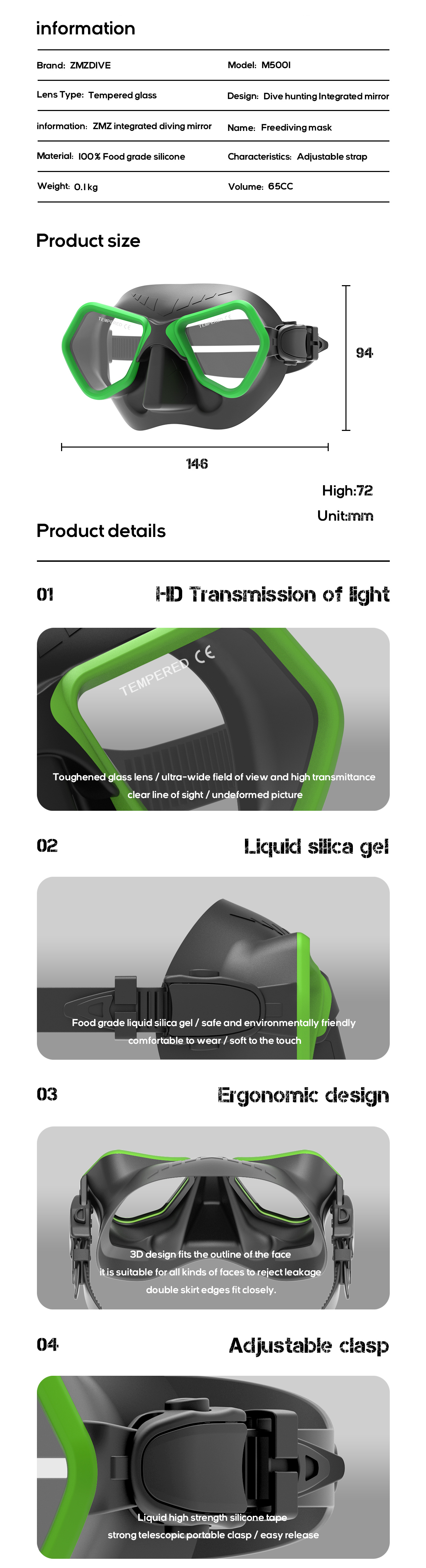 Tempered Glass Free Diving Goggles And Snorkel Mask Snorkeling Kit