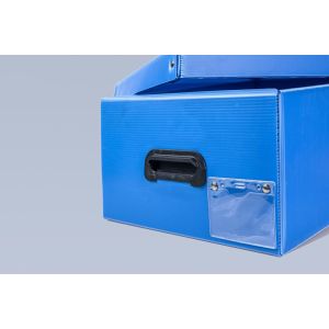 China Rectangular Plastic Corrugated Containers Stackable Corrugated Board Boxes Blue on sale