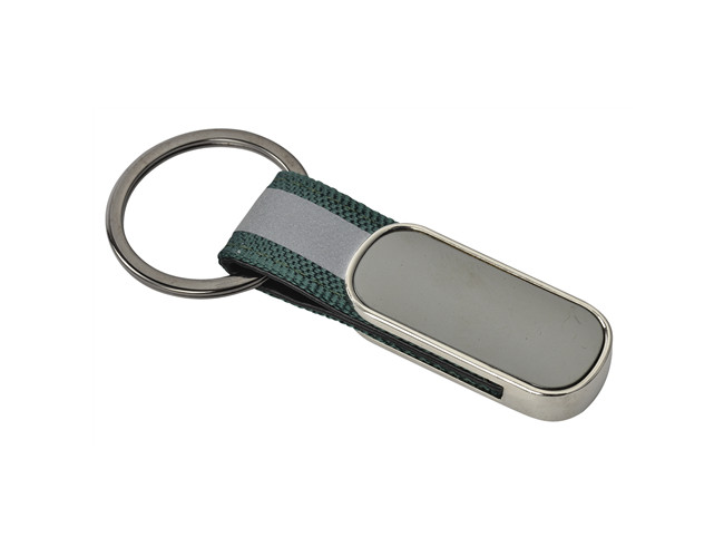 Webbing Strap Metal Keychain Holder Rectangle Pantone Color Zinc Alloy Iron Leather
