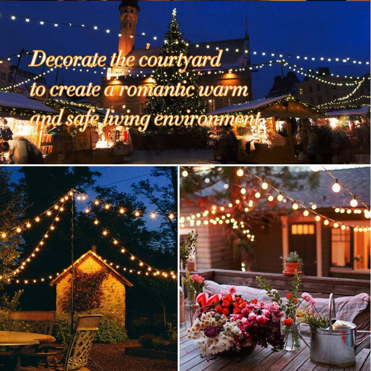 15 Solar Powered Bulb String Lights G40 8.3M 2200K