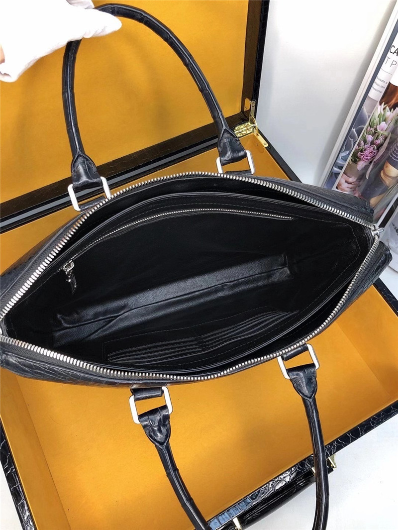 Authentic Crocodile Belly Skin Businessmen Large Laptop Briefcase Genuine Exotic Alligator Leather Male Working Handbag