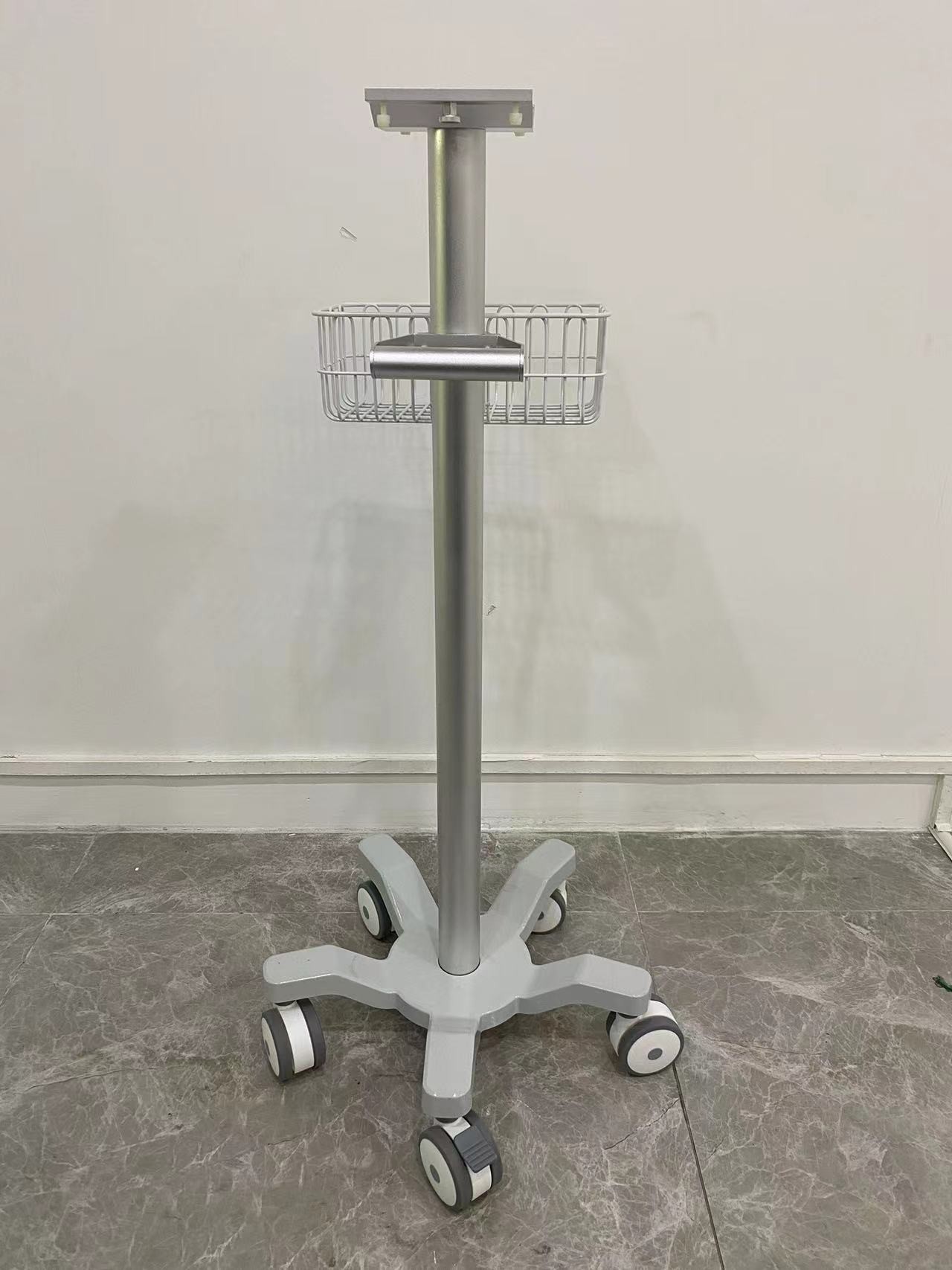 ICU Aviation Aluminum Matieral Patient Monitor Trolley With 3 Inch Silent Wheels