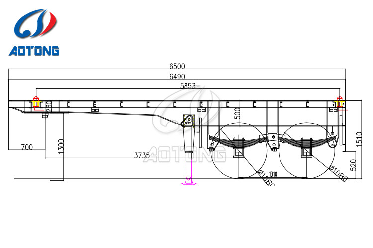 Truck Trailer Two Axles 20FT Container Flatbed Type with Light Tare Weight of 4 Ton