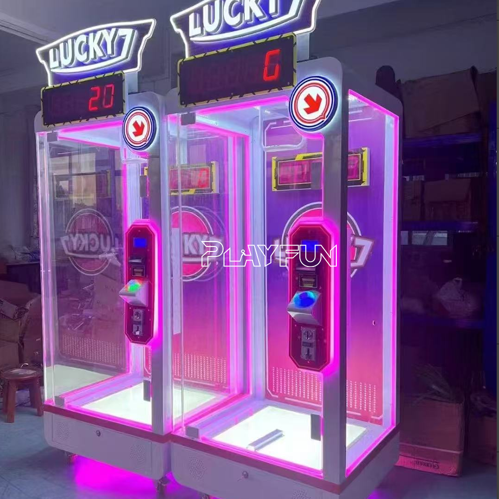 Arcade Coin Operated Game Machine Shopping Mall Lucky 7 Cut Prize Big Dolls Prize Scissors Cutting Game Machine