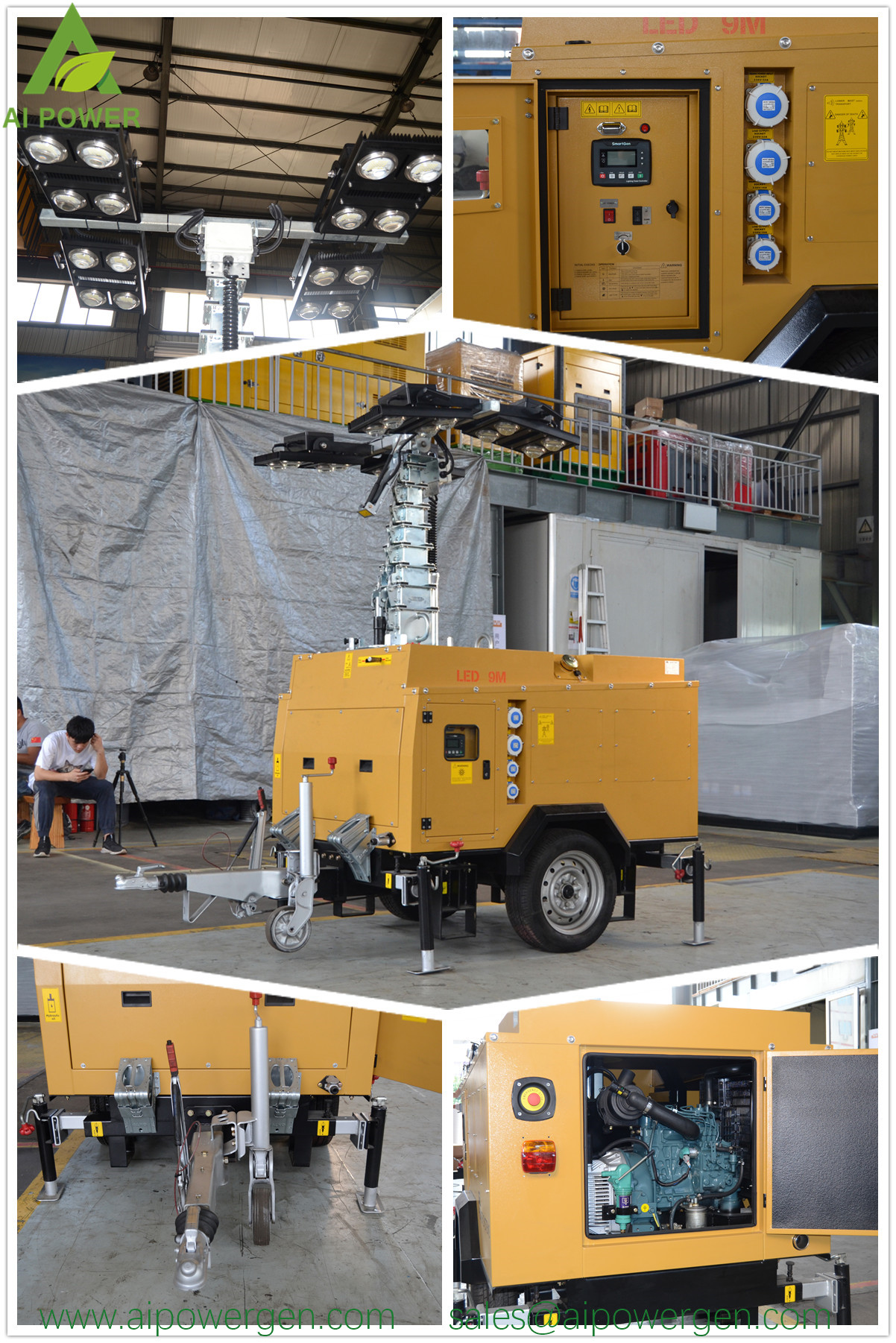 220v 5m Doosan Diesel Generator Light Tower Led 4x350w