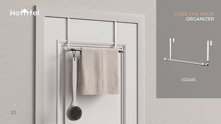 Stainless Steel Over Door Towel Rack With Versatile Functionality 38.5*14.9*48.2cm