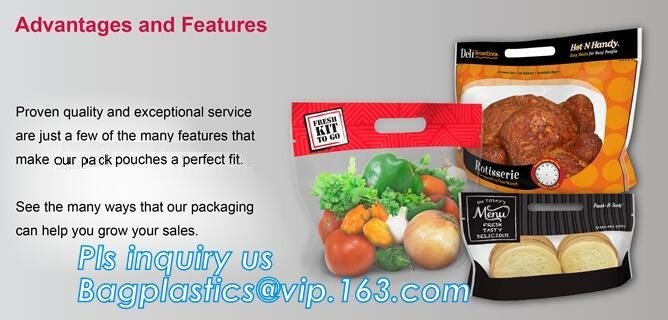 Hot Deli bag Chicken stand up pouch bag, matt transparent frozen chicken BOPP/CPP packaging bag, Hot Chicken bag