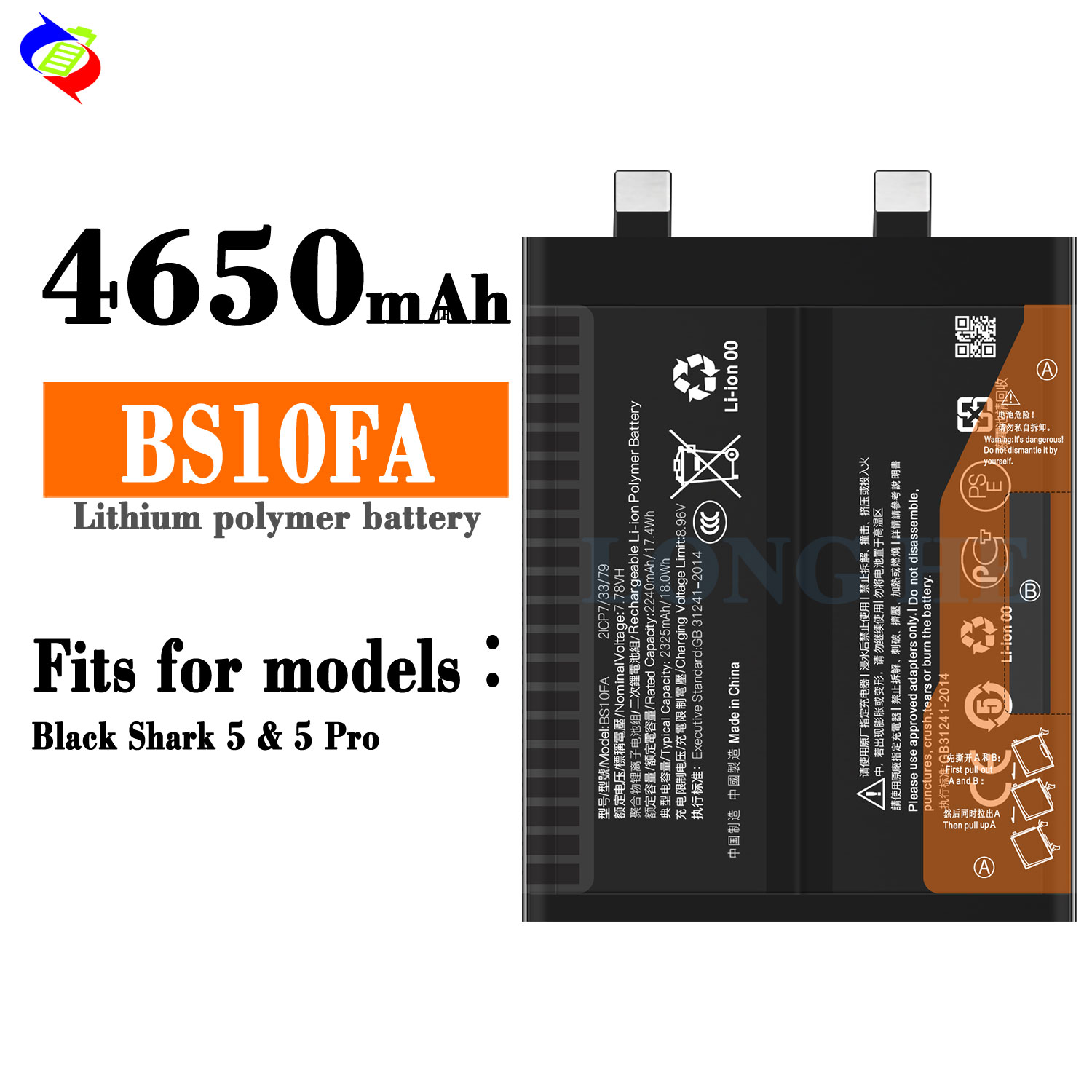 Mobile Phone Battery for Xiaomi BlackShark 5 5Pro OEM BS10FA Technical Dual IC Protection