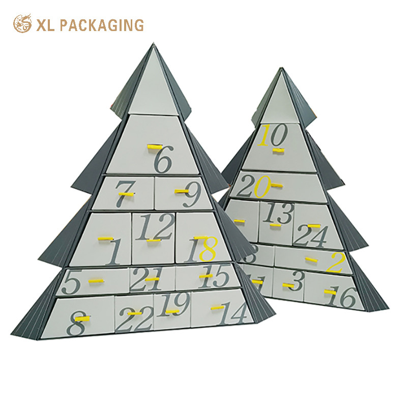 Exquisite 12 / 14 Drawers Christmas Tree Advent Calendar Custom Drawer Box Packaging