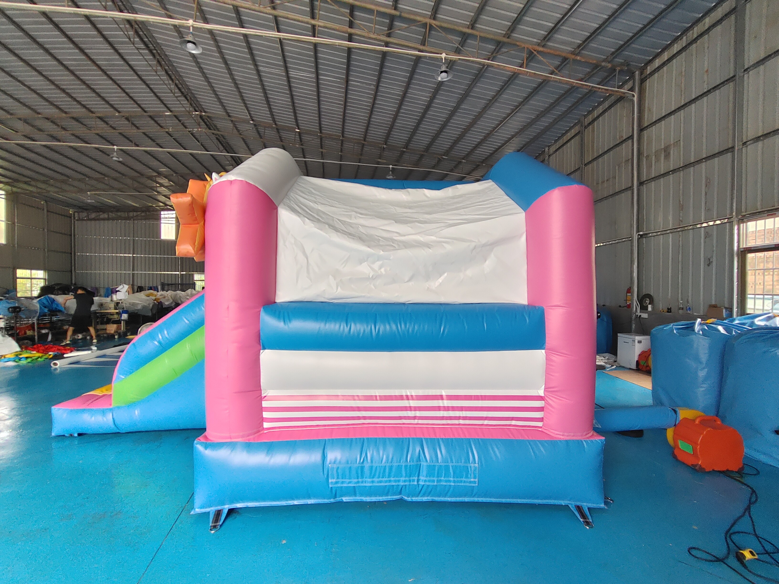 Digital Printing Inflatable Combos Colorful Unicorn Bounce House Jumping Castles With Silde