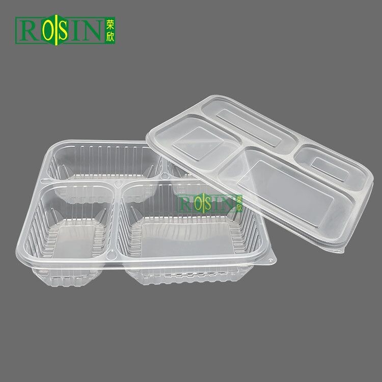 4 Compartment Takeaway Food Container Clear PP Fast Food Leak Proof