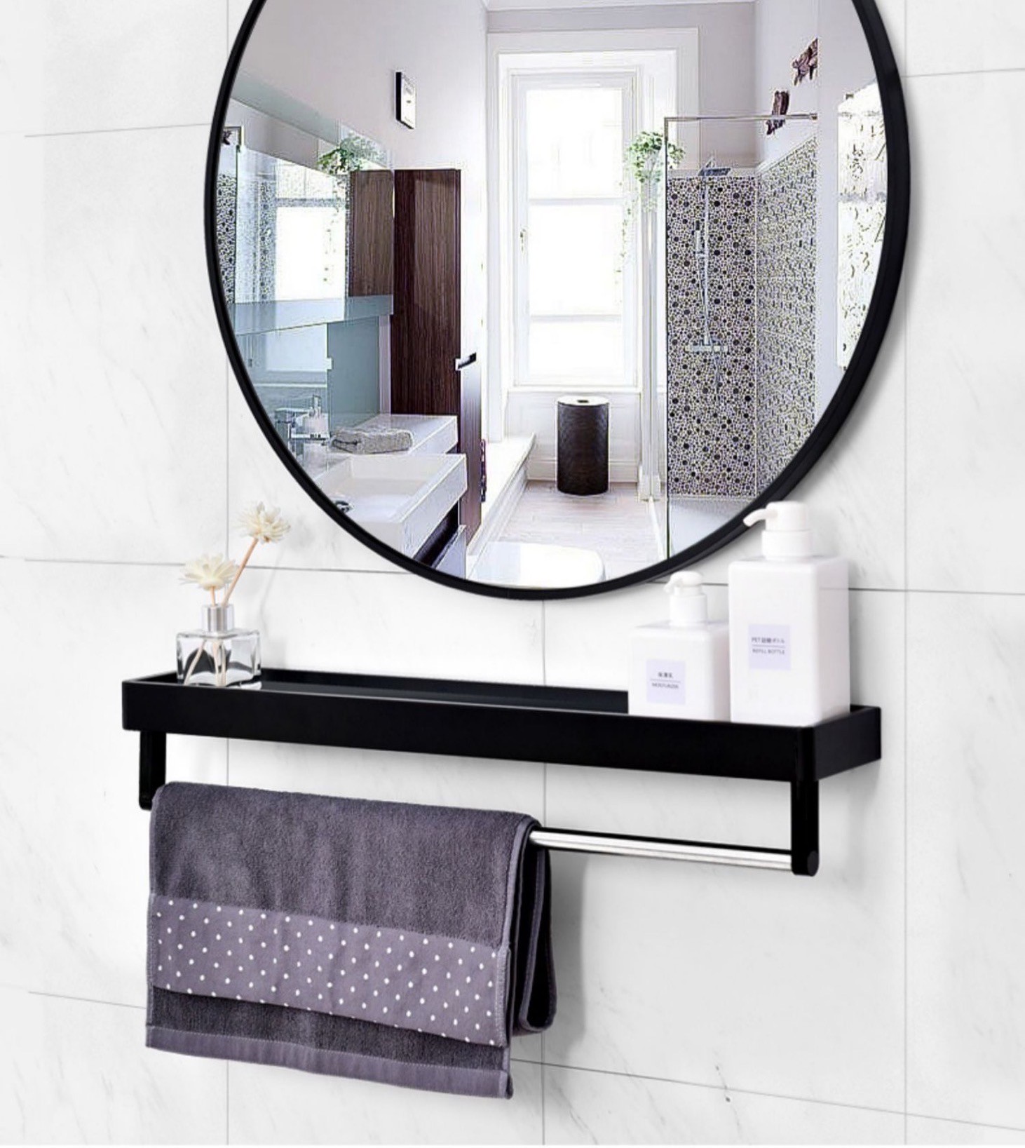 Hanging Gold LED Backlit Living Room Wall Mirror Customize Decoration