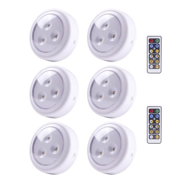 6 Pack 55L Battery Operated Led Puck Lights Wireless Under Counter Lighting With