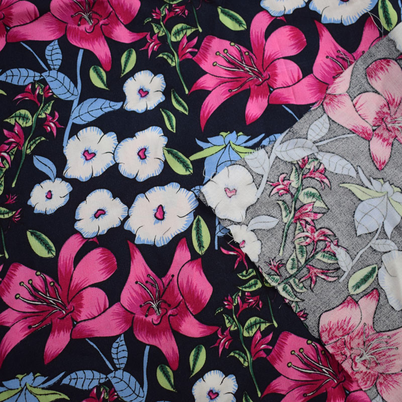 Customized Tops Blouses Soft Rayon Print Floral Knit Twill Viscose Fabric