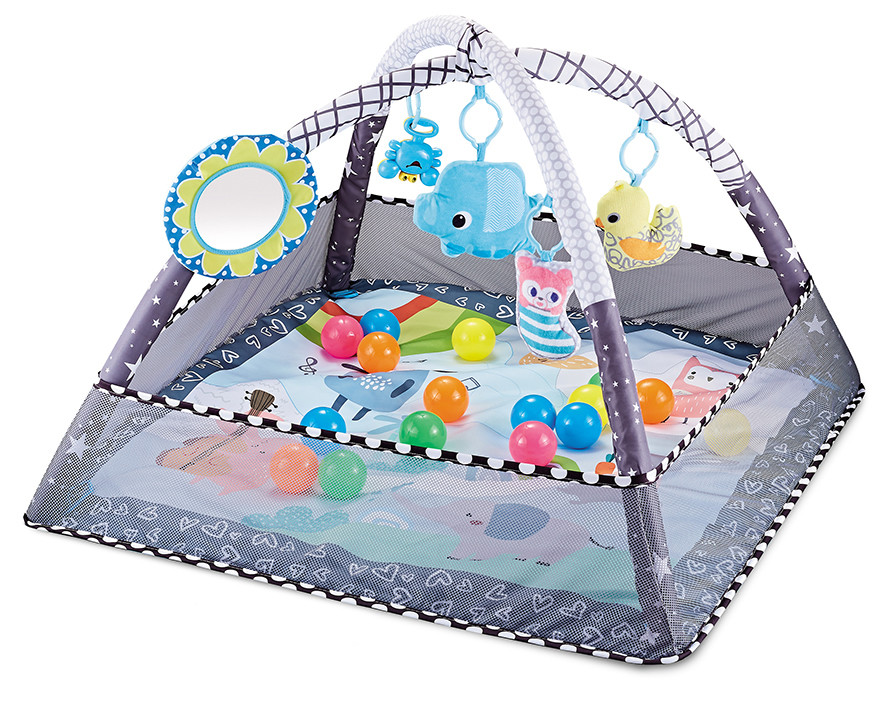 4-in-1 Baby Play Gym, Activity Gym Ball Pit with Sensory Toys for Newborn Infant Toddler to Develop Motor&Cognition