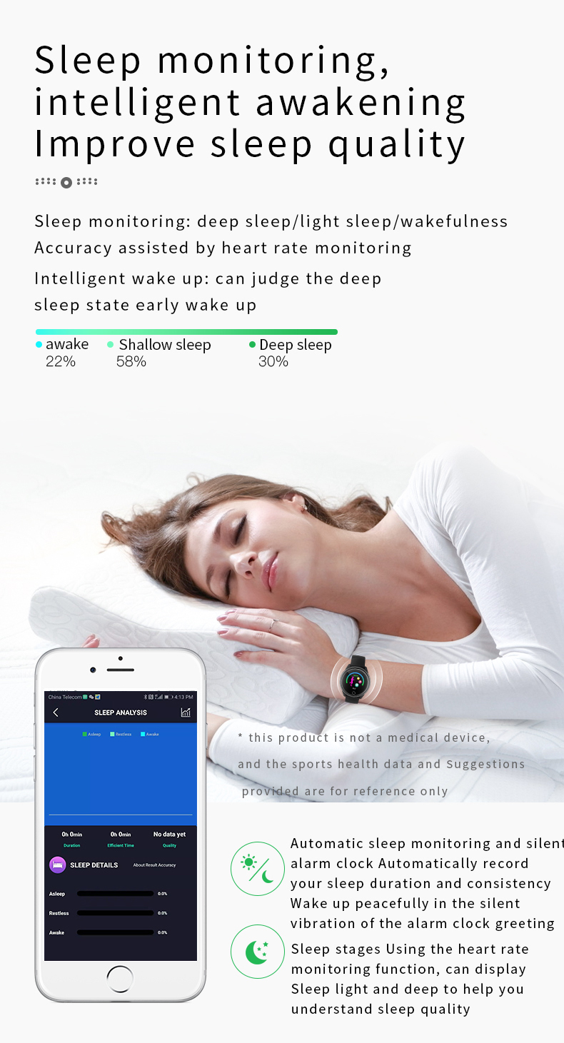 H23s Smart Watch W58 Blood Pressure Temperature Wrist Watch 1.3 TFT ExerciseHeart Raet