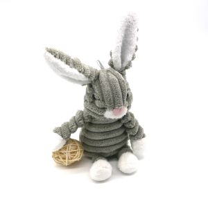 Gray Rabbit Key Chain 3 Dimensional Corduroy Material Filled With Cotton