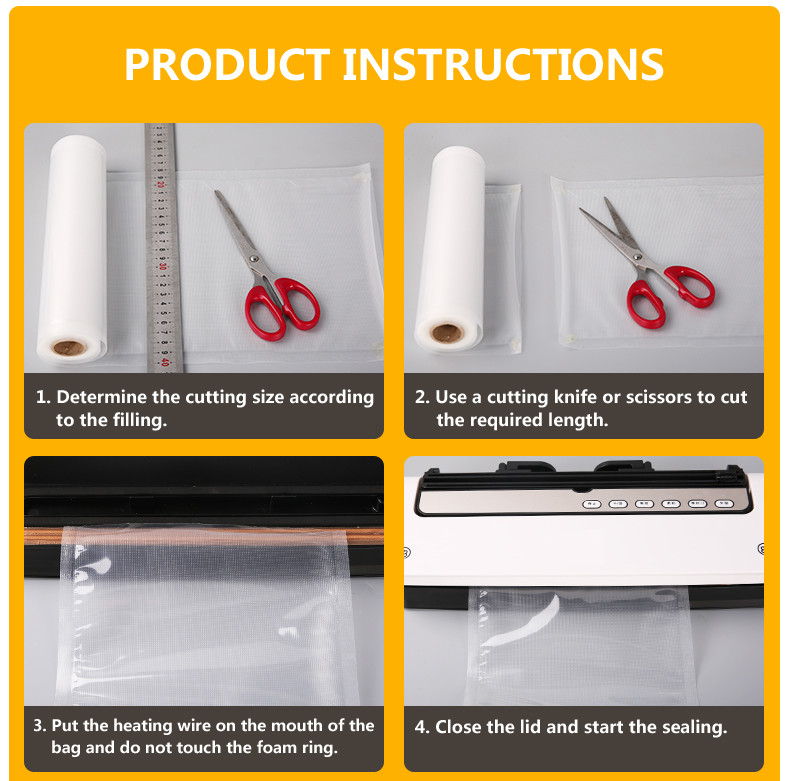OEM Transparent Food Vacuum Sealer Bag Food Biodegradable Vacuum Food Saver Bag Roll