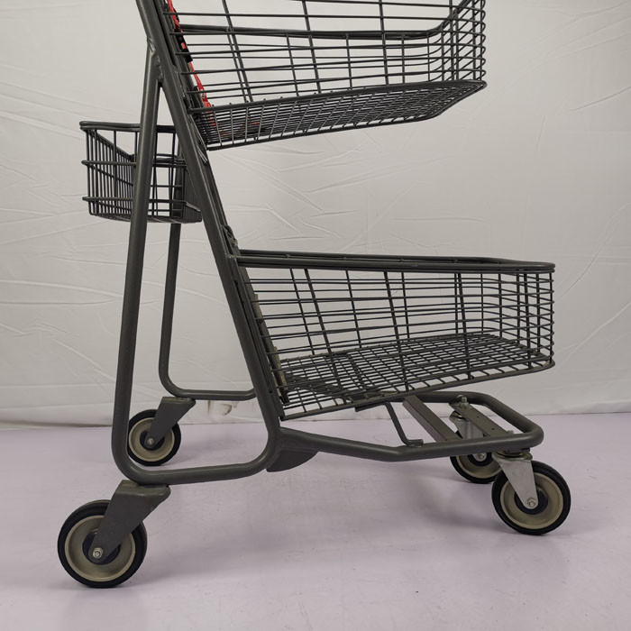 Three Baskets Lightweight Supermarket Shopping Cart 80L American Style