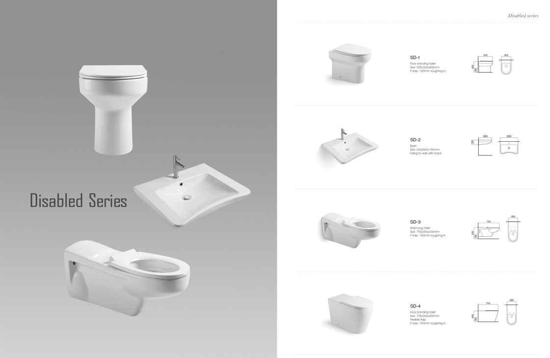 Disable Sanitary Ware Ceramic Floor Toilet And Basin Set For Hospital