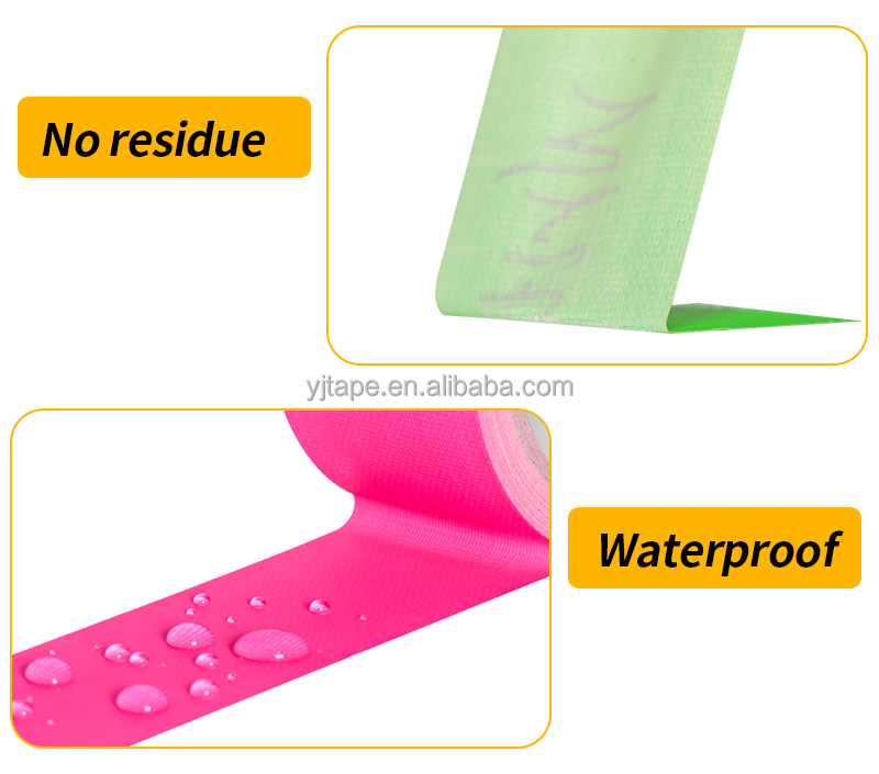 Single Sided Adhesive Cloth Duct Tape Neon Blacklight Reflective Flagging Fluorescent
