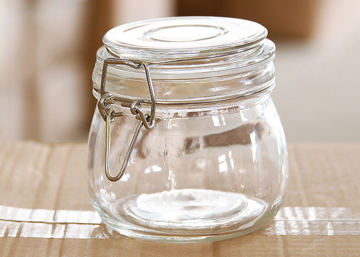 Clear Airtight Glass Jars With Steel Locking Lid Transparent Color