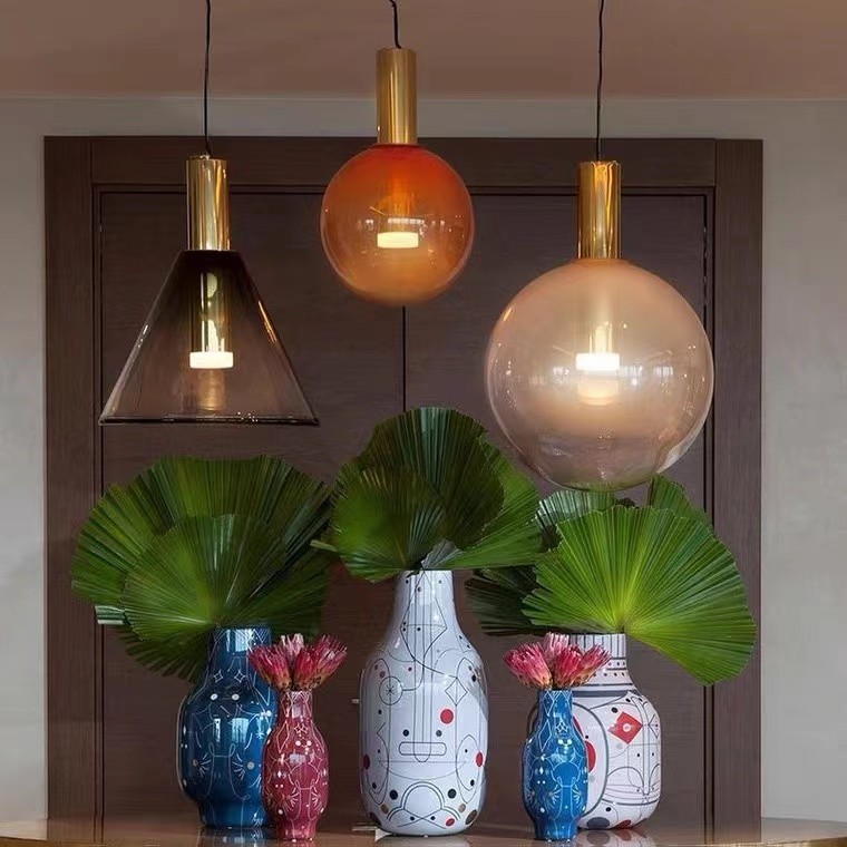 Dining Room Creative Hanging Lamp LED Chandelier Light Restaurant Bar Design Glass Fixture