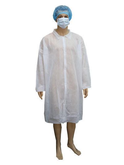 Cotton Knitting Cuff Nonwoven SBPP Disposable Lab Coats