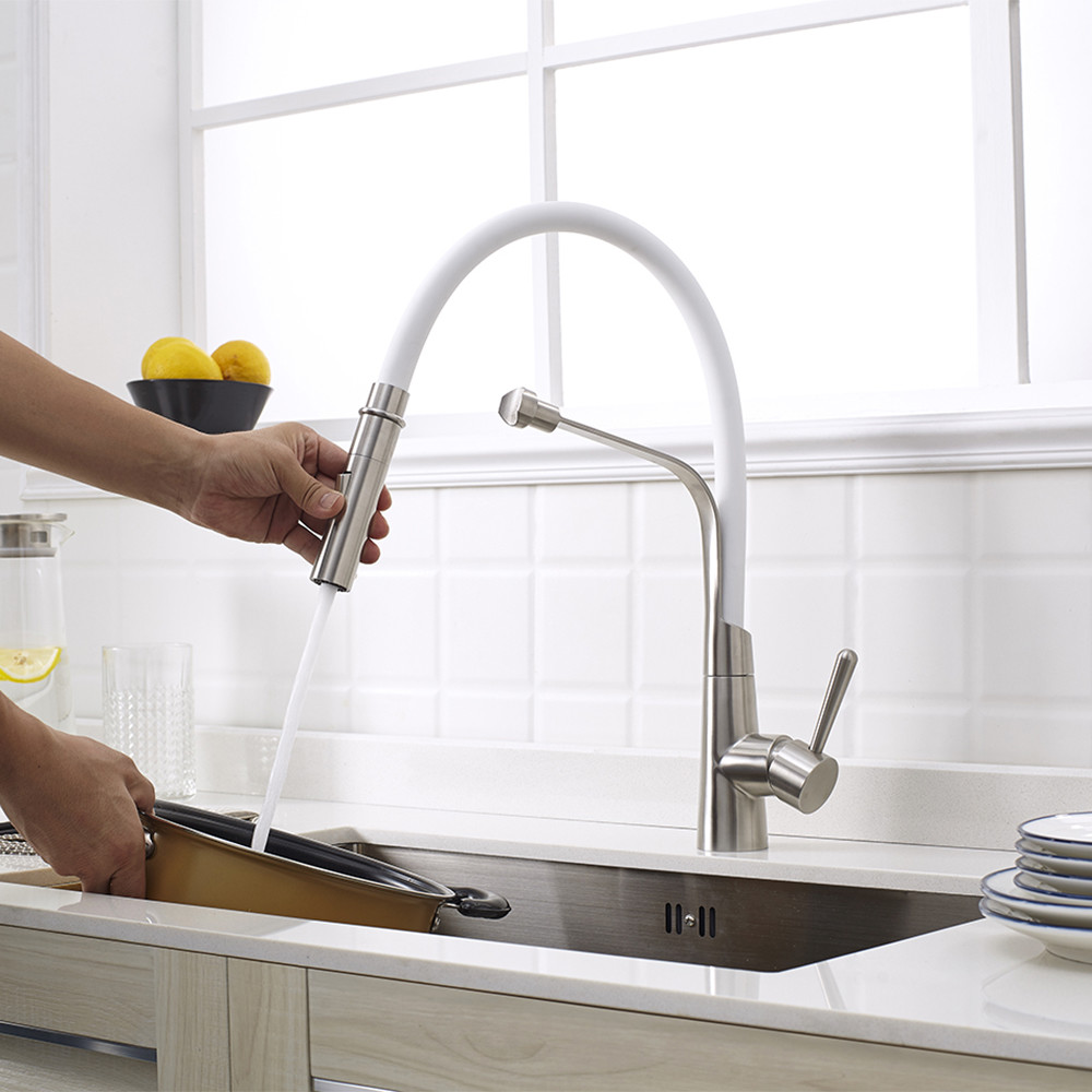 Stainless Steel 304/316 Polished Sink Faucet Kitchen White Flexible Hose For Kitchen Faucet