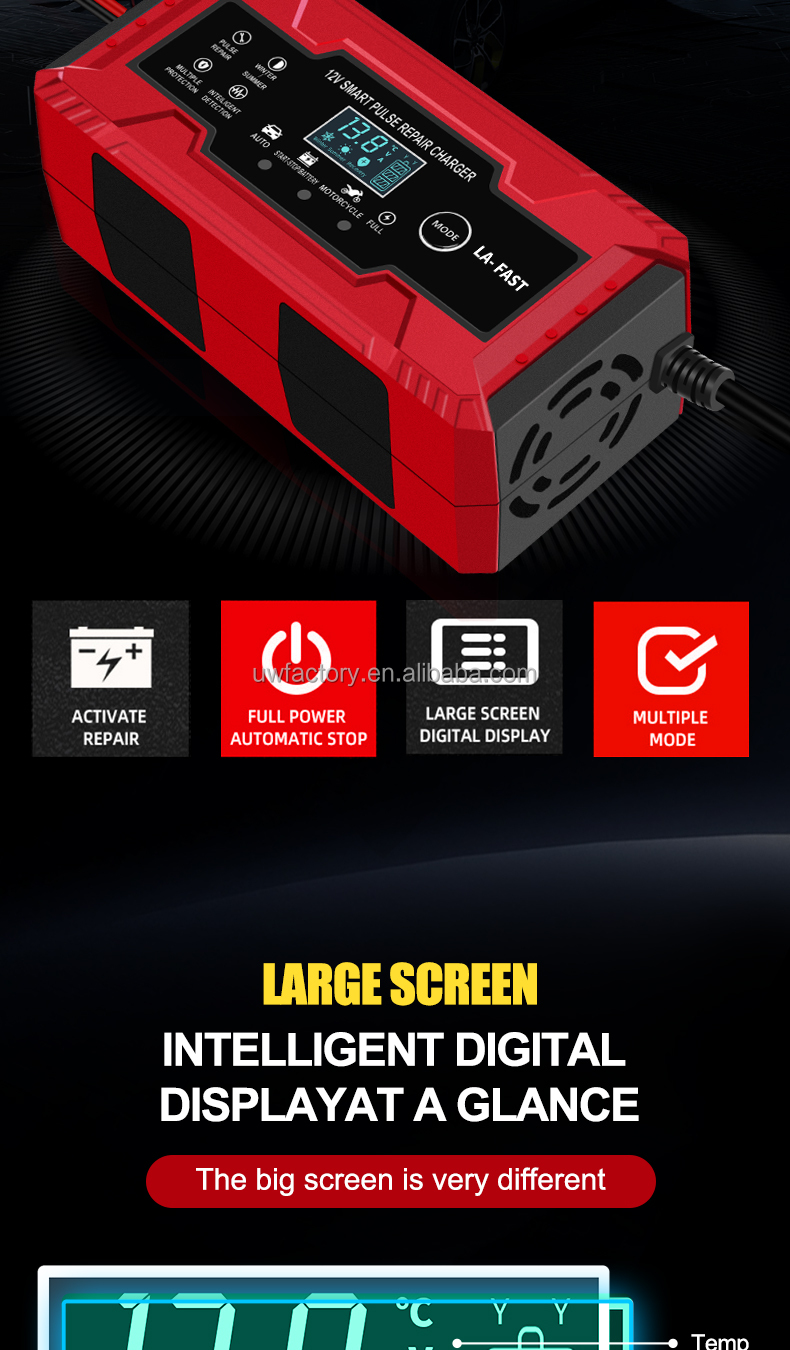 Fast Charging SK100 12V 8A Intelligent Lead-Acid Car Battery Charger for OEM/ODM Orders