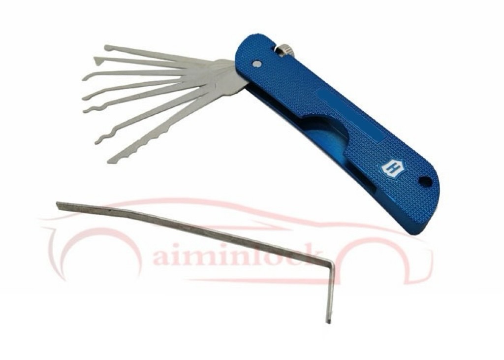 Foldable 7 In 1 Lock Picking Set Locksmith Tools Haoshi Fold Locksmith Tools (Blue）