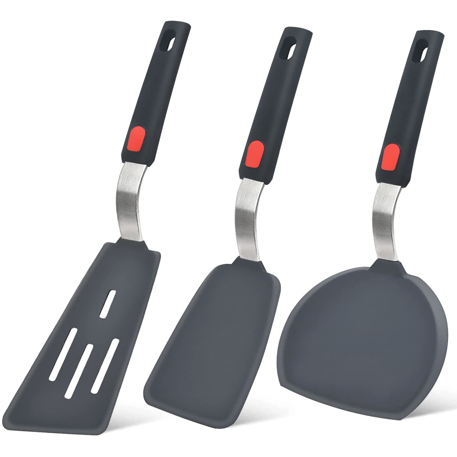 Silicone Spatula Turner Set of 3 Heat Resistant Cooking Spatulas for Nonstick Cookware Large Flexible Kitchen Utensils