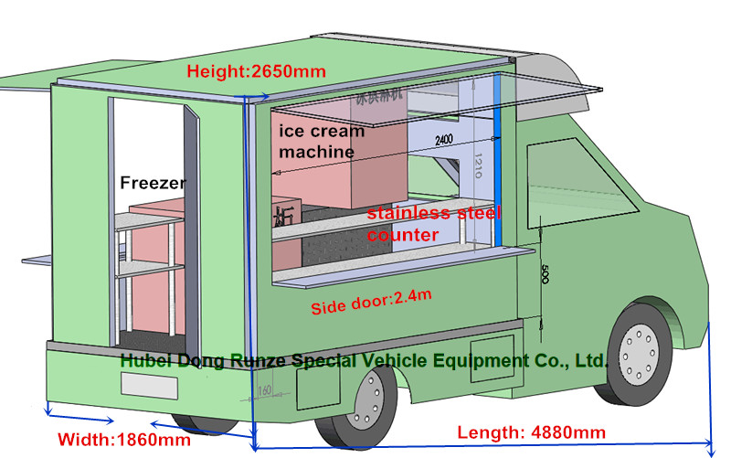 FOTON Enclosed Street Mobile Restaurant Truck For Fast Food Vending