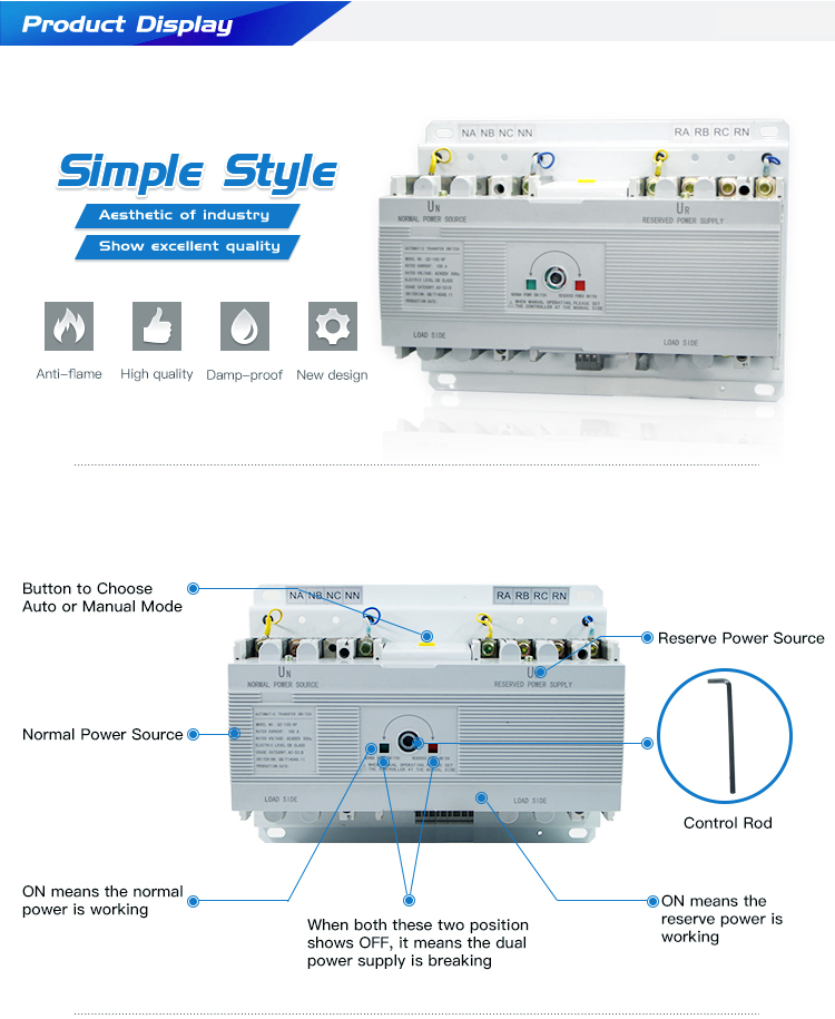 Good Quality New Arrivals Ats Dual Power Automatic Transfer Switch Inverter
