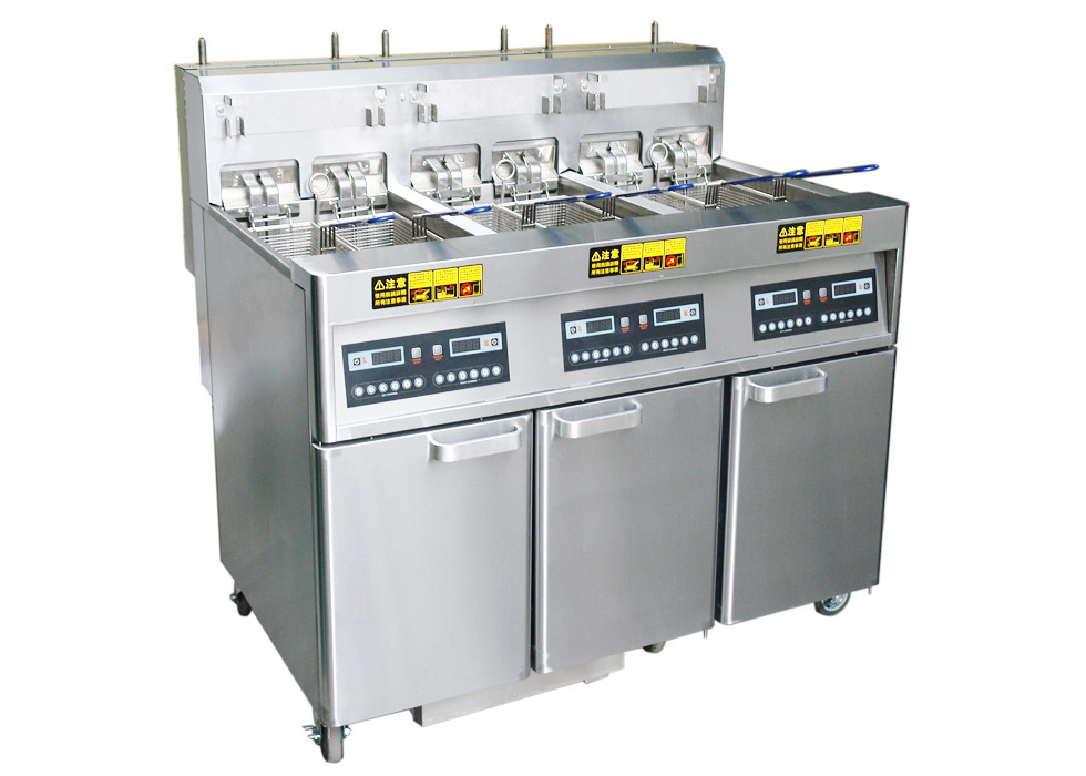 84 Liters Commercial Electric Deep Fryer 3 Oil Tank Built - in Oil Filtration System
