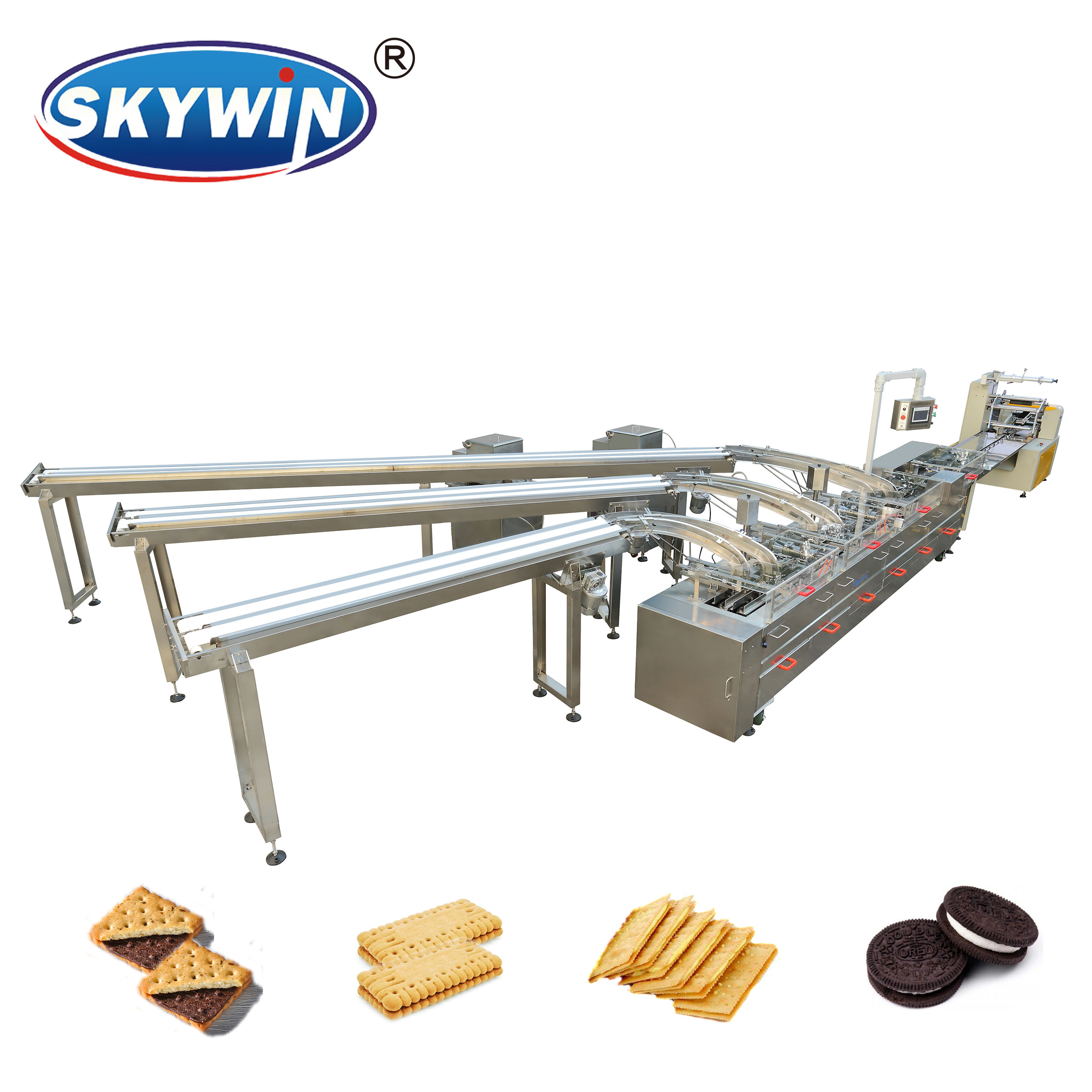 Two Lanes 3+2 Chocolate Sandwich Cream Biscuit Making Machine