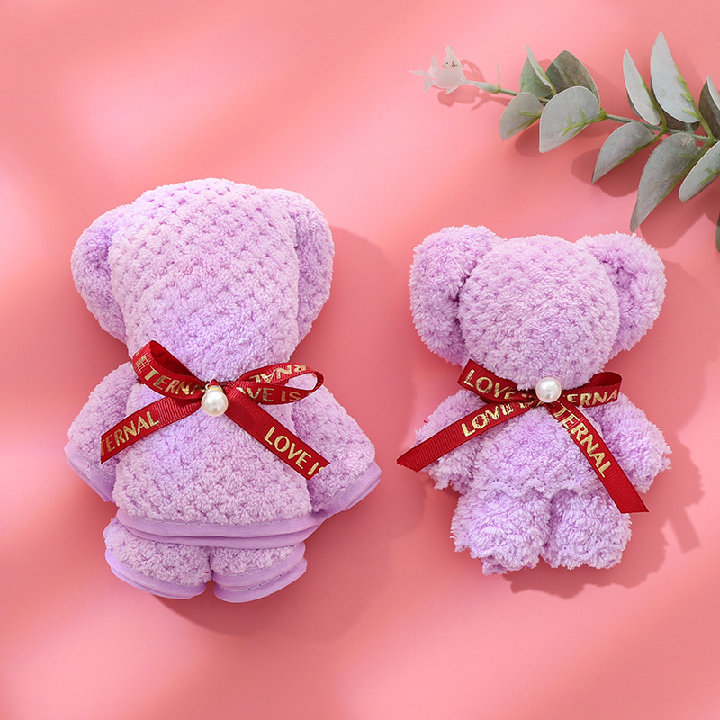 Square Teddy Bear Plush Toy Stuffed Towel Set for Children's Toys Christmas Present