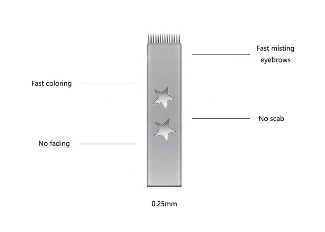 0.25mm 14F Double Stars Permanent Makeup Microblading Needles