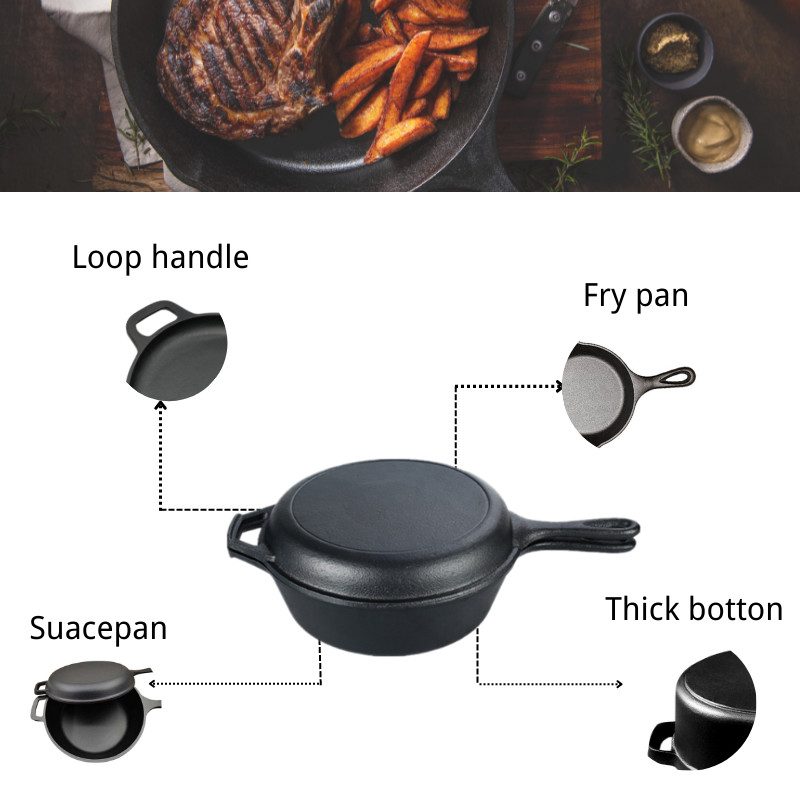 12 Inch Cast Iron Skillet Pan Non Stick Enameled Cast Iron Fry Pan