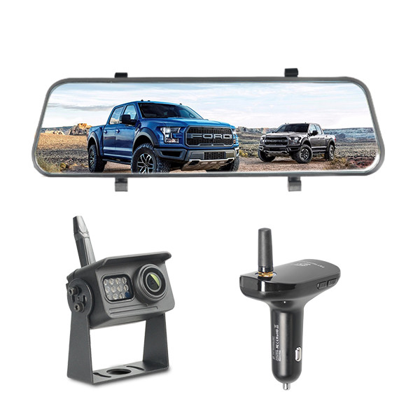  Wireless Mirror Dash Cam Backup Camera 10 Inch AHD Car Charger Receiver DVR Kit Manufactures
