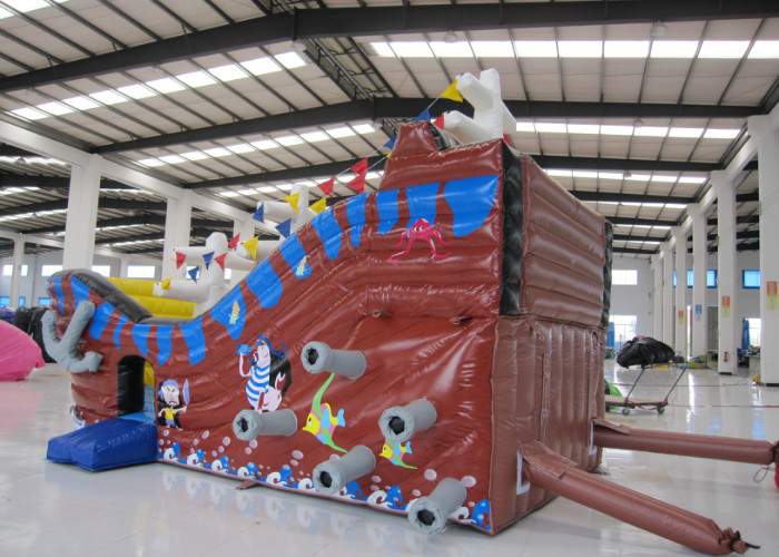 Large Kids Outdoor Inflatable Pirate Ship Fire Resistance PVC digital painting inflatable pirate boat jump house