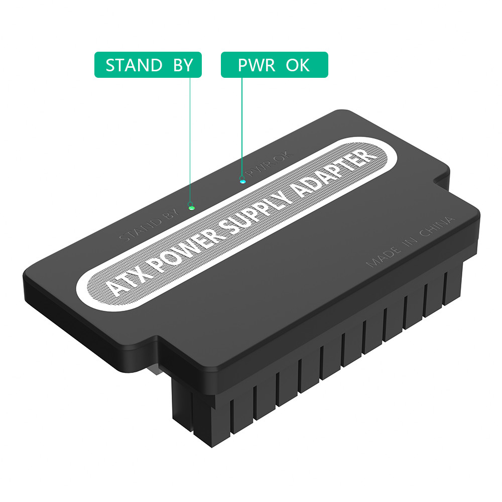 ATX 24Pin Female To 24pin Male 90 Degree Power Adapter With Power OK And Stand By LED And ABS Plastic Top Cover