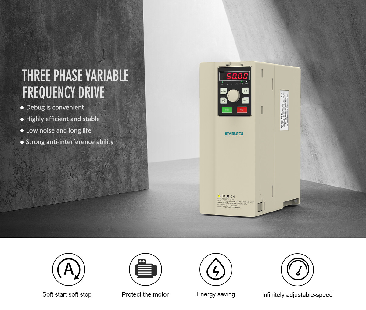 Gray Vector VFD Variable Frequency Drive For Three Phase Motor