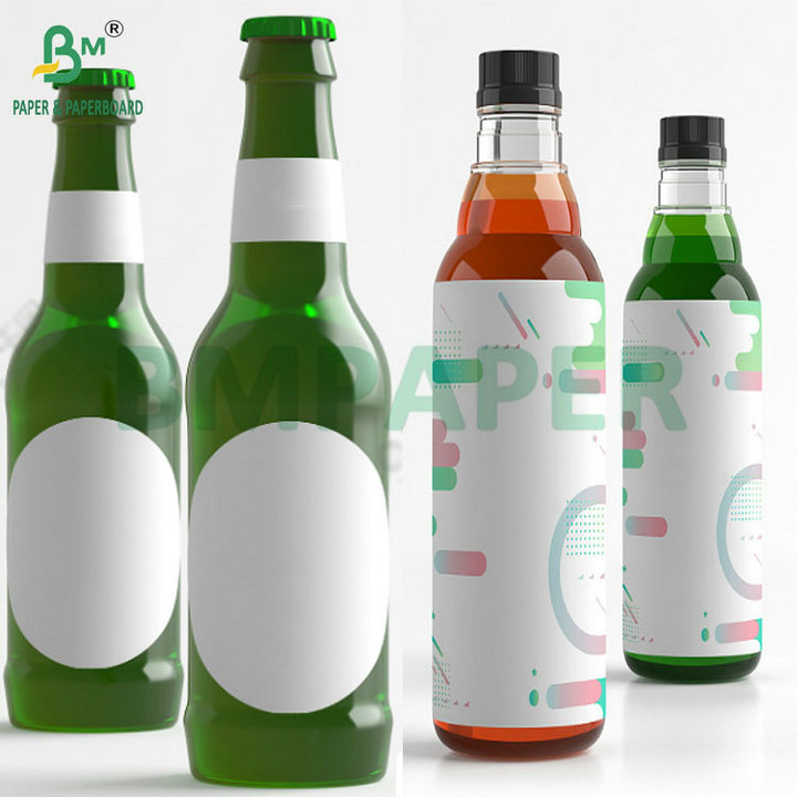 65gsm 75gsm C1S Glossy High Wet Strength Base Paper For Making Beer Label Sticker
