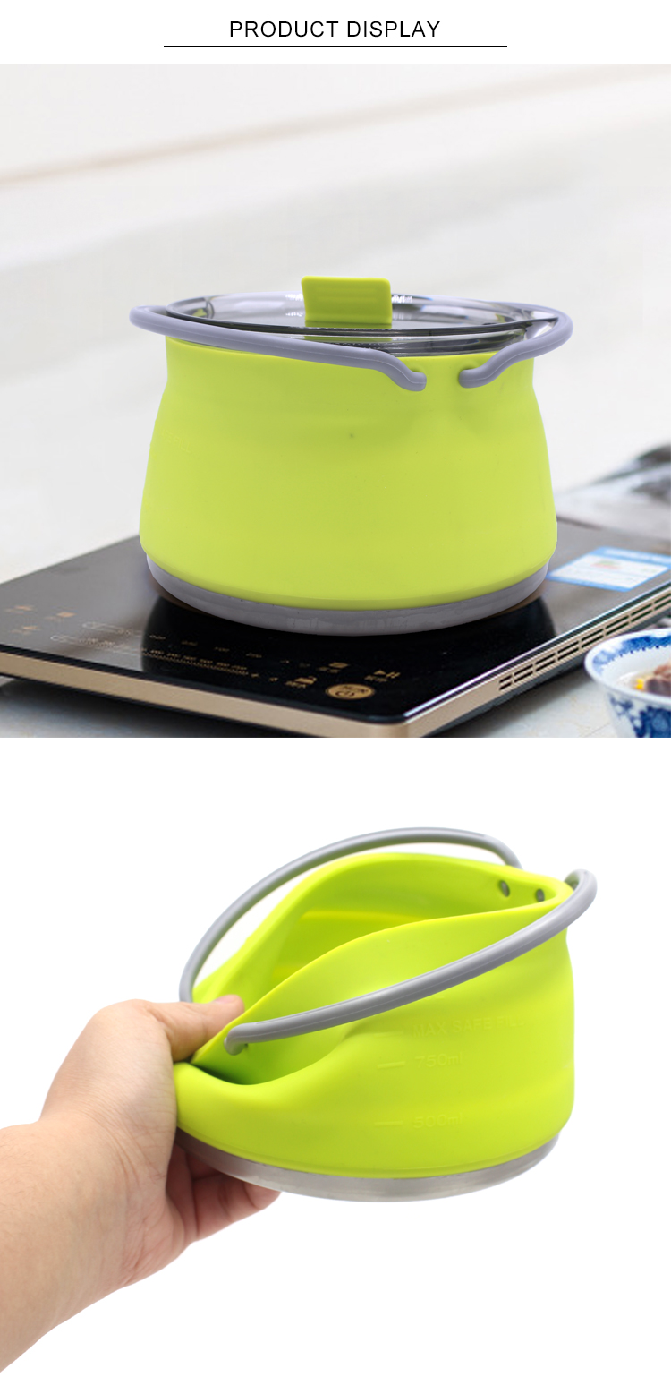 250g Travel Folding Cooking Silicone Collapsible Kettle